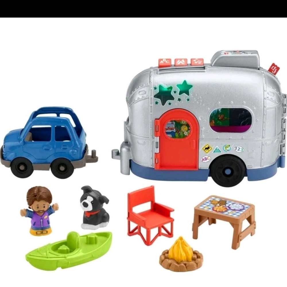Fisher-Price Little People Toddler Toy Light-Up Learning Camper Playset